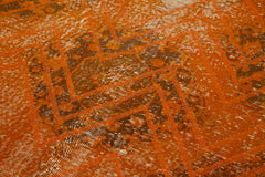 Geometric Carpet Turuncu Geometrik Pamuk Yün El Dokuma Halısı 138x382 Agacan