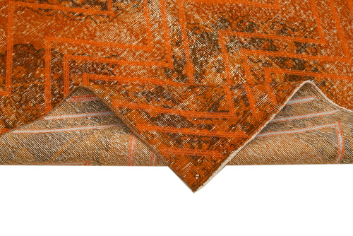 Geometric Carpet Turuncu Geometrik Pamuk Yün El Dokuma Halısı 138x382 Agacan