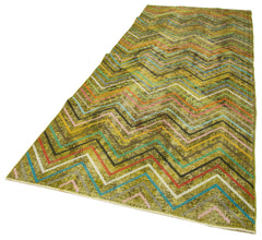 Geometric Carpet Sarı Geometrik Pamuk Yün El Dokuma Halısı 142x380 Agacan