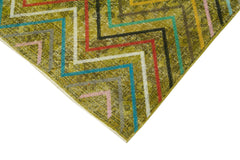 Geometric Carpet Sarı Geometrik Pamuk Yün El Dokuma Halısı 142x380 Agacan