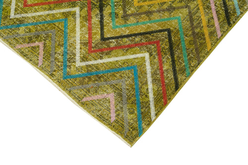 Geometric Carpet Sarı Geometrik Pamuk Yün El Dokuma Halısı 142x380 Agacan