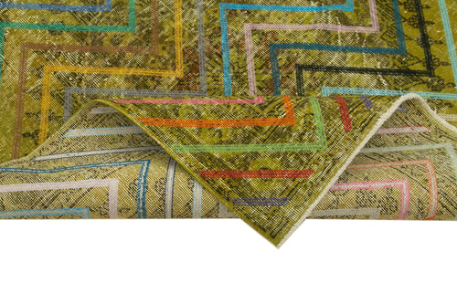 Geometric Carpet Sarı Geometrik Pamuk Yün El Dokuma Halısı 142x380 Agacan