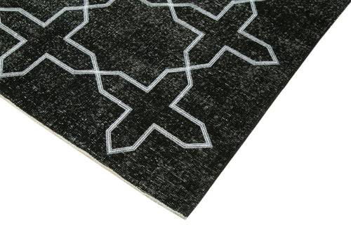Geometric Carpet Siyah Geometrik Pamuk Yün El Dokuma Halısı 146x406 Agacan