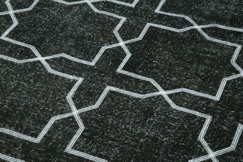 Geometric Carpet Siyah Geometrik Pamuk Yün El Dokuma Halısı 146x406 Agacan