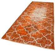 Geometric Carpet Turuncu Geometrik Pamuk Yün El Dokuma Halısı 144x380 Agacan