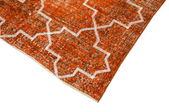 Geometric Carpet Turuncu Geometrik Pamuk Yün El Dokuma Halısı 144x380 Agacan