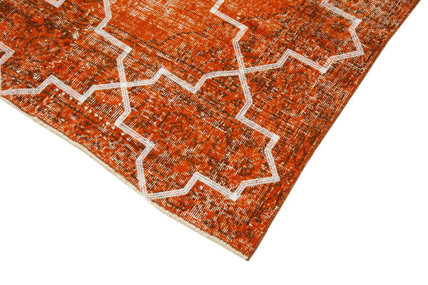 Geometric Carpet Turuncu Geometrik Pamuk Yün El Dokuma Halısı 144x380 Agacan