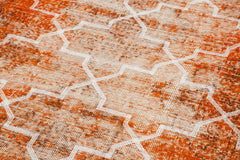 Geometric Carpet Turuncu Geometrik Pamuk Yün El Dokuma Halısı 144x380 Agacan