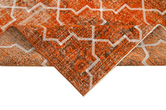 Geometric Carpet Turuncu Geometrik Pamuk Yün El Dokuma Halısı 144x380 Agacan
