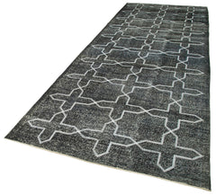 Geometric Carpet Gri Geometrik Pamuk Yün El Dokuma Halısı 150x410 Agacan