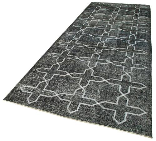 Geometric Carpet Gri Geometrik Pamuk Yün El Dokuma Halısı 150x410 Agacan