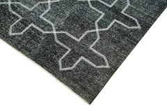 Geometric Carpet Gri Geometrik Pamuk Yün El Dokuma Halısı 150x410 Agacan