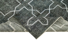 Geometric Carpet Gri Geometrik Pamuk Yün El Dokuma Halısı 150x410 Agacan