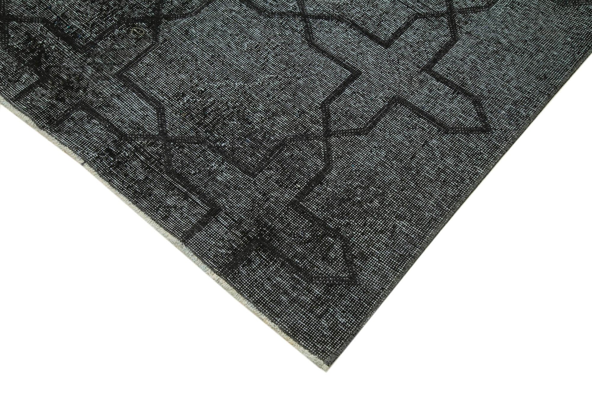 Geometric Carpet Siyah Geometrik Pamuk Yün El Dokuma Halısı 140x386 Agacan