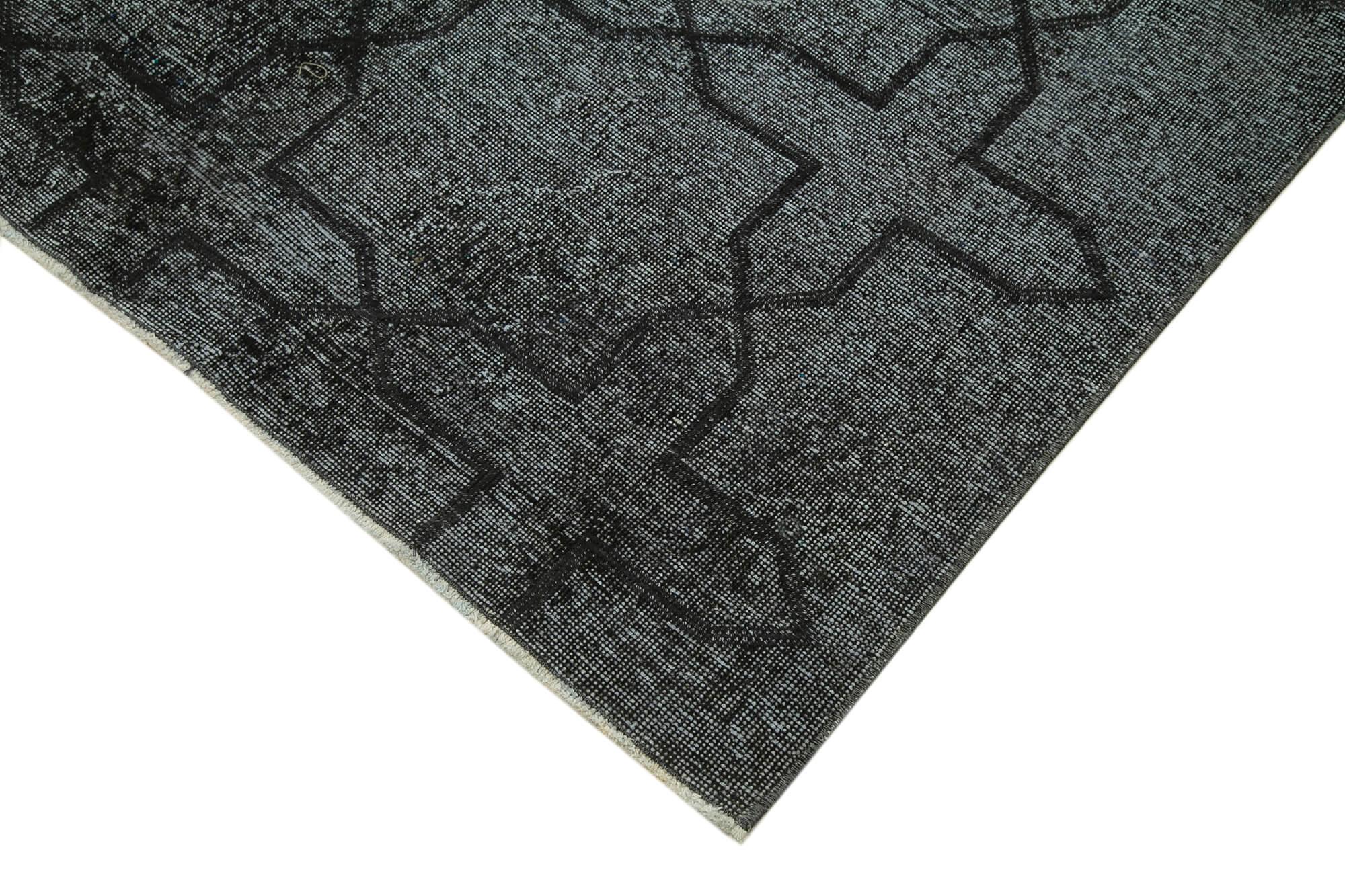 Geometric Carpet Siyah Geometrik Pamuk Yün El Dokuma Halısı 140x386 Agacan