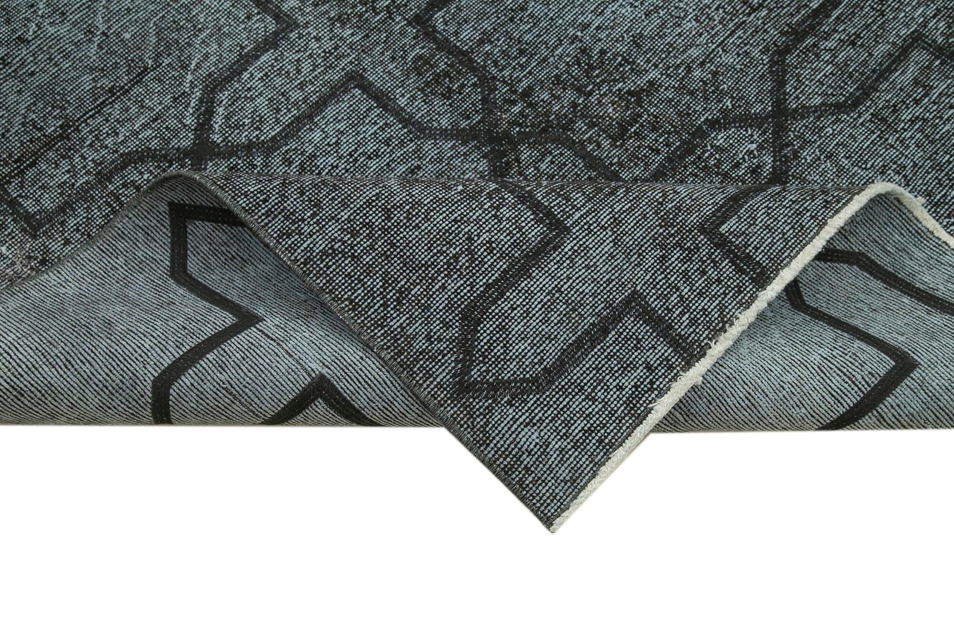 Geometric Carpet Siyah Geometrik Pamuk Yün El Dokuma Halısı 140x386 Agacan