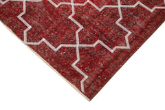 Geometric Carpet Kırmızı Geometrik Pamuk Yün El Dokuma Halısı 150x380 Agacan