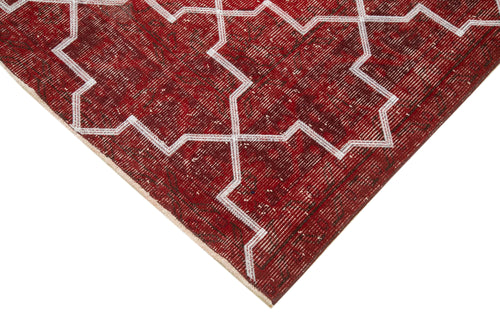 Geometric Carpet Kırmızı Geometrik Pamuk Yün El Dokuma Halısı 150x380 Agacan