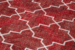 Geometric Carpet Kırmızı Geometrik Pamuk Yün El Dokuma Halısı 150x380 Agacan