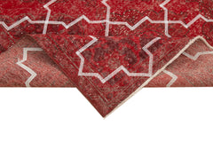 Geometric Carpet Kırmızı Geometrik Pamuk Yün El Dokuma Halısı 150x380 Agacan