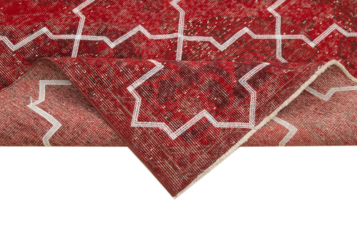 Geometric Carpet Kırmızı Geometrik Pamuk Yün El Dokuma Halısı 150x380 Agacan