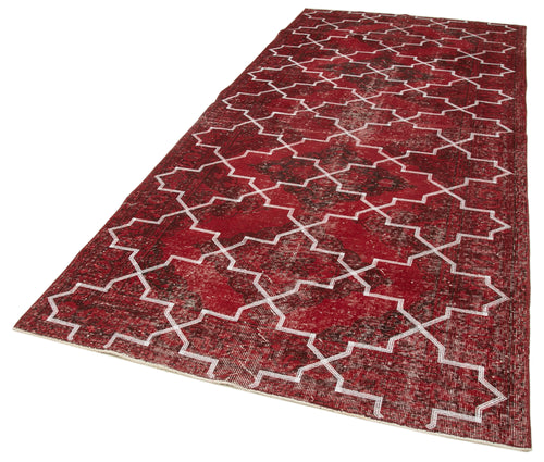 Geometric Carpet Kırmızı Geometrik Pamuk Yün El Dokuma Halısı 148x351 Agacan