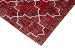 Geometric Carpet Kırmızı Geometrik Pamuk Yün El Dokuma Halısı 148x351 Agacan