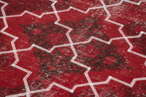 Geometric Carpet Kırmızı Geometrik Pamuk Yün El Dokuma Halısı 148x351 Agacan