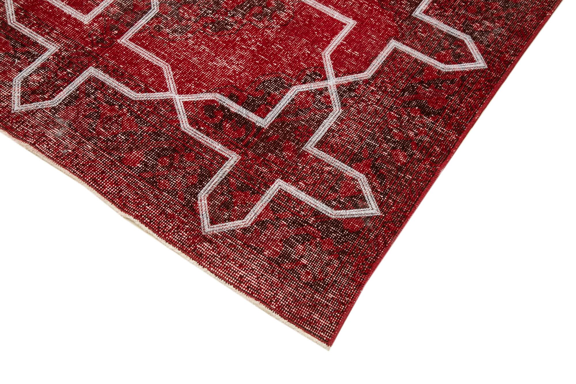 Geometric Carpet Kırmızı Geometrik Pamuk Yün El Dokuma Halısı 140x412 Agacan