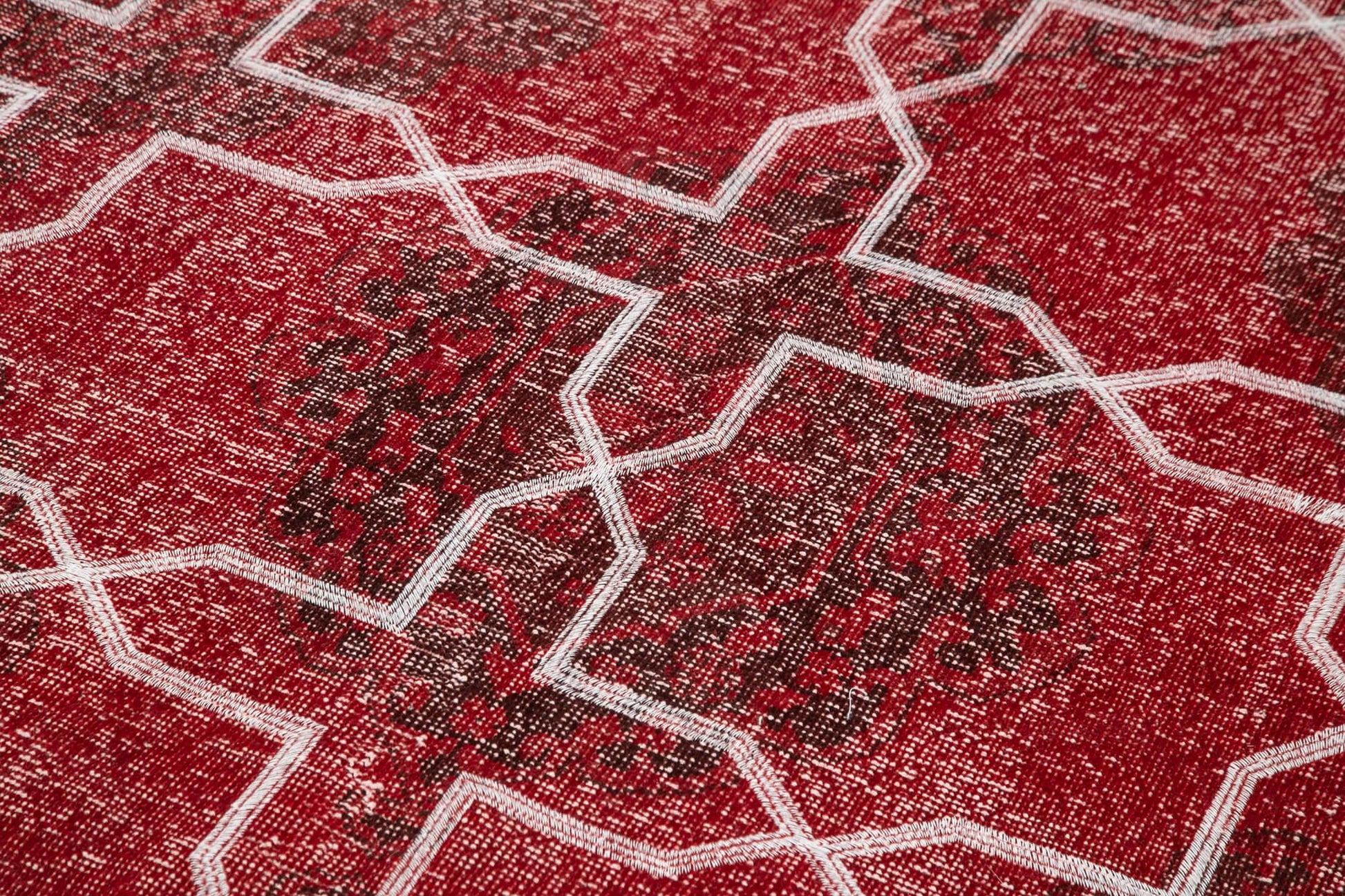 Geometric Carpet Kırmızı Geometrik Pamuk Yün El Dokuma Halısı 140x412 Agacan