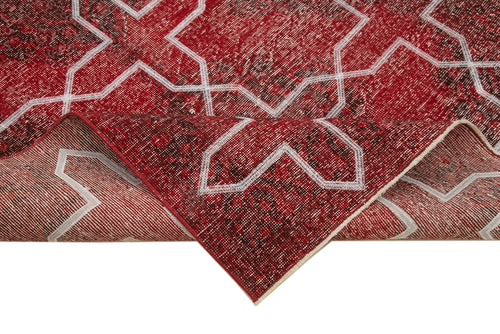 Geometric Carpet Kırmızı Geometrik Pamuk Yün El Dokuma Halısı 140x412 Agacan