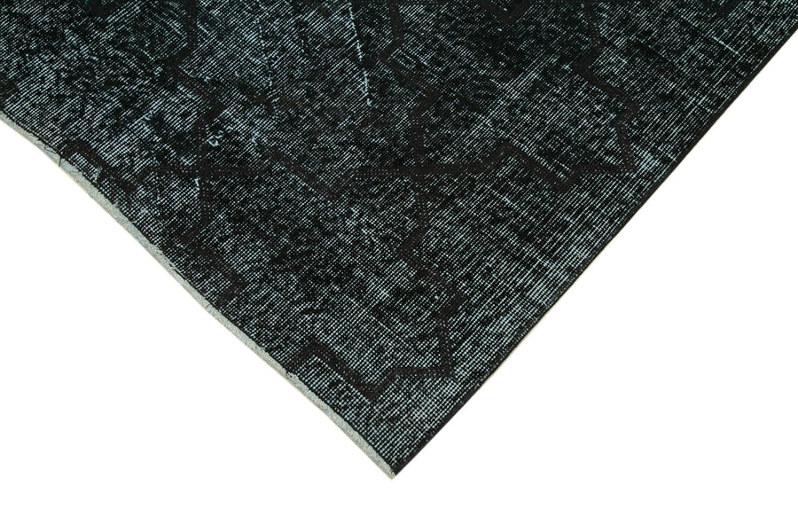 Soyut Desenli Siyah Gri El Dokuma Yün Halı 144x348 cm – Koridor kullanımı