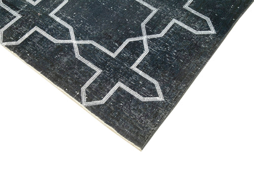 Geometric Carpet Siyah Geometrik Pamuk Yün El Dokuma Halısı 141x400 Agacan
