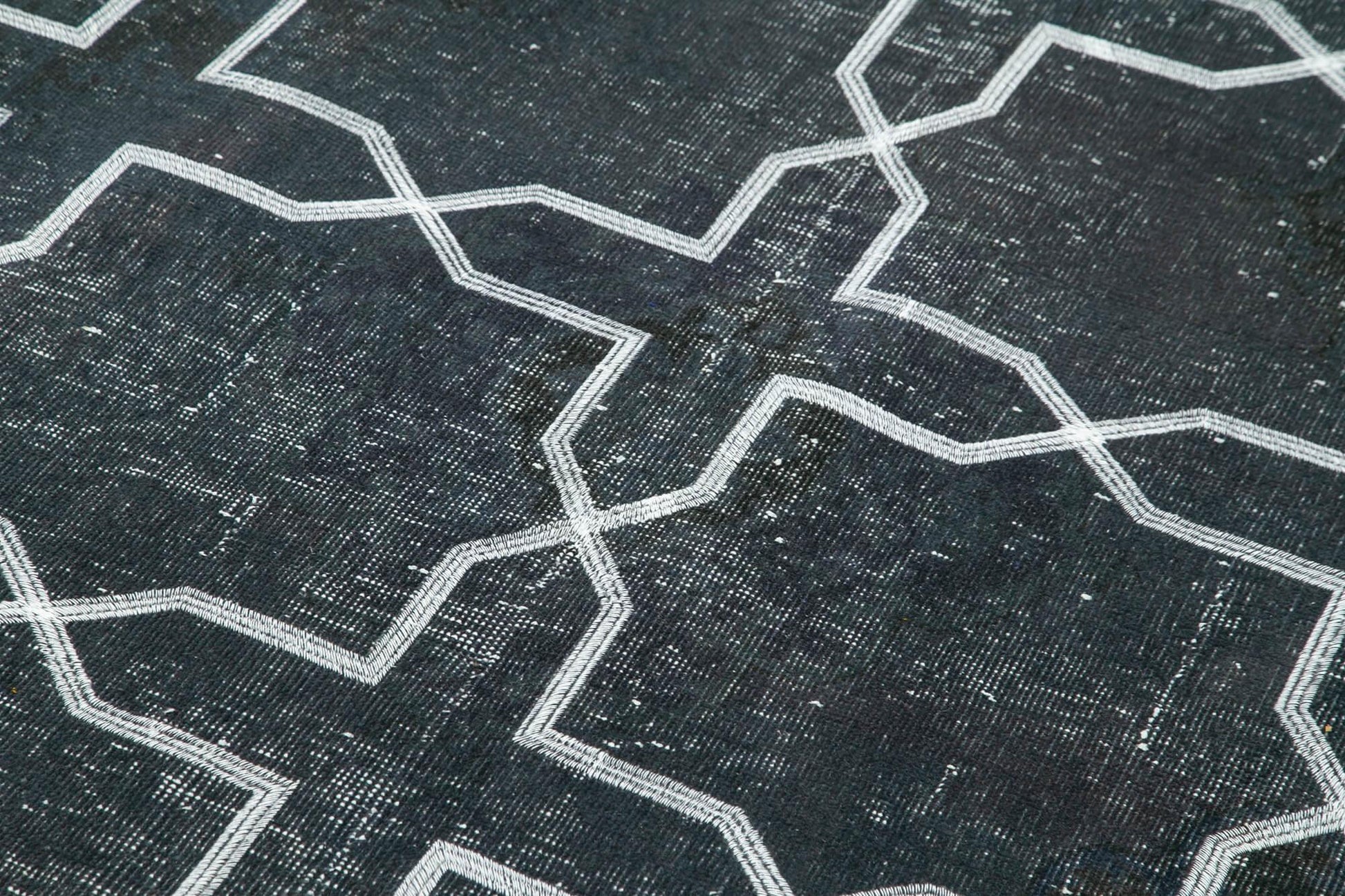 Geometric Carpet Siyah Geometrik Pamuk Yün El Dokuma Halısı 141x400 Agacan