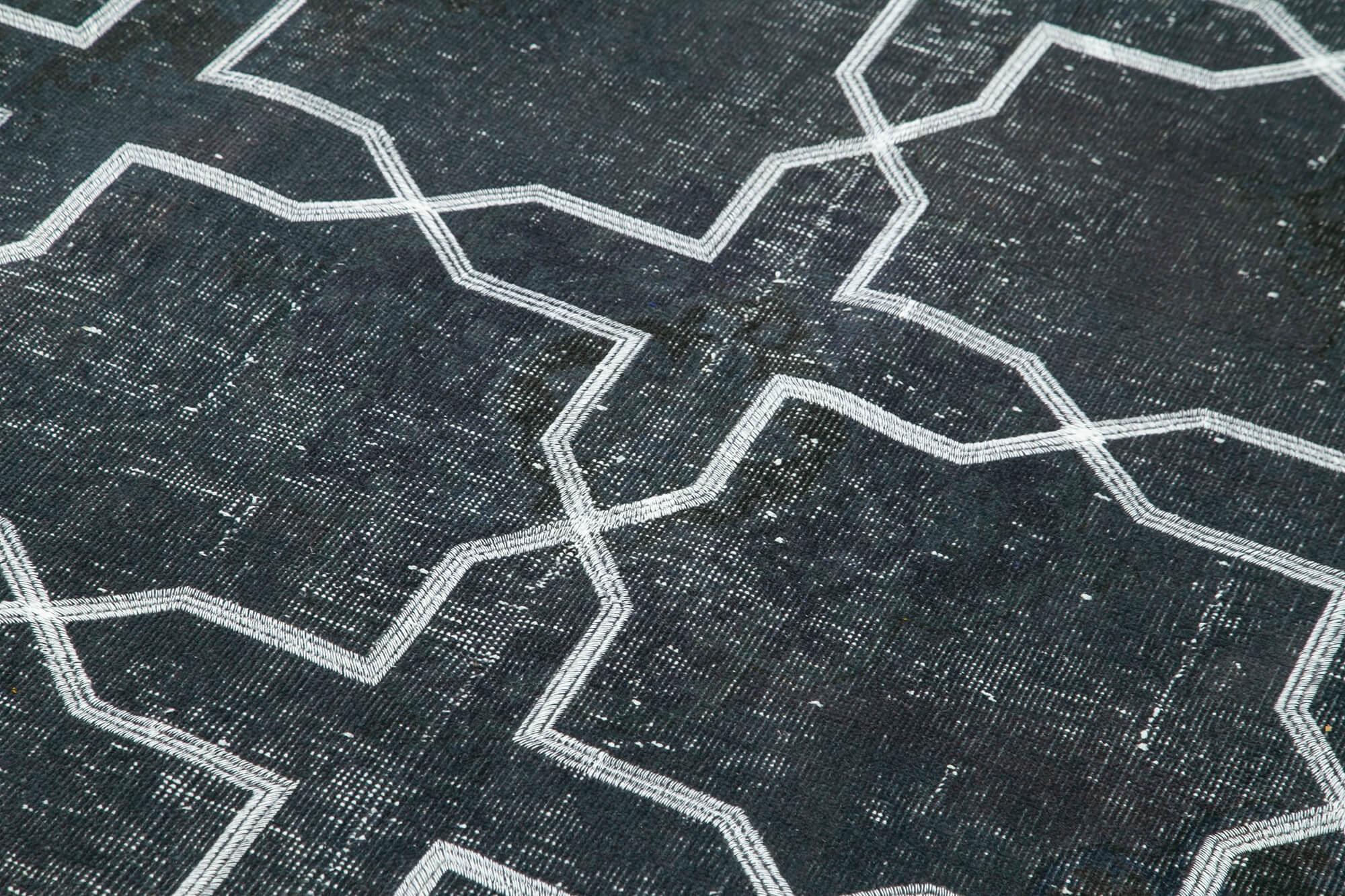 Geometric Carpet Siyah Geometrik Pamuk Yün El Dokuma Halısı 141x400 Agacan