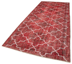 Geometric Carpet Kırmızı Geometrik Pamuk Yün El Dokuma Halısı 145x382 Agacan
