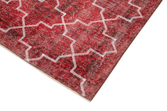 Geometric Carpet Kırmızı Geometrik Pamuk Yün El Dokuma Halısı 145x382 Agacan