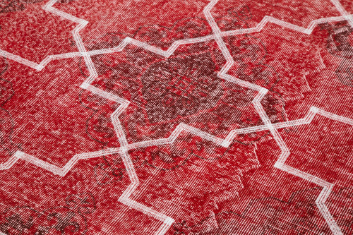 Geometric Carpet Kırmızı Geometrik Pamuk Yün El Dokuma Halısı 145x382 Agacan