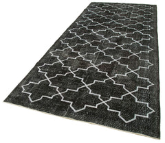 Geometric Carpet Siyah Geometrik Pamuk Yün El Dokuma Halısı 152x376 Agacan