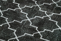 Geometric Carpet Siyah Geometrik Pamuk Yün El Dokuma Halısı 152x376 Agacan