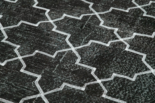 Geometric Carpet Siyah Geometrik Pamuk Yün El Dokuma Halısı 152x376 Agacan