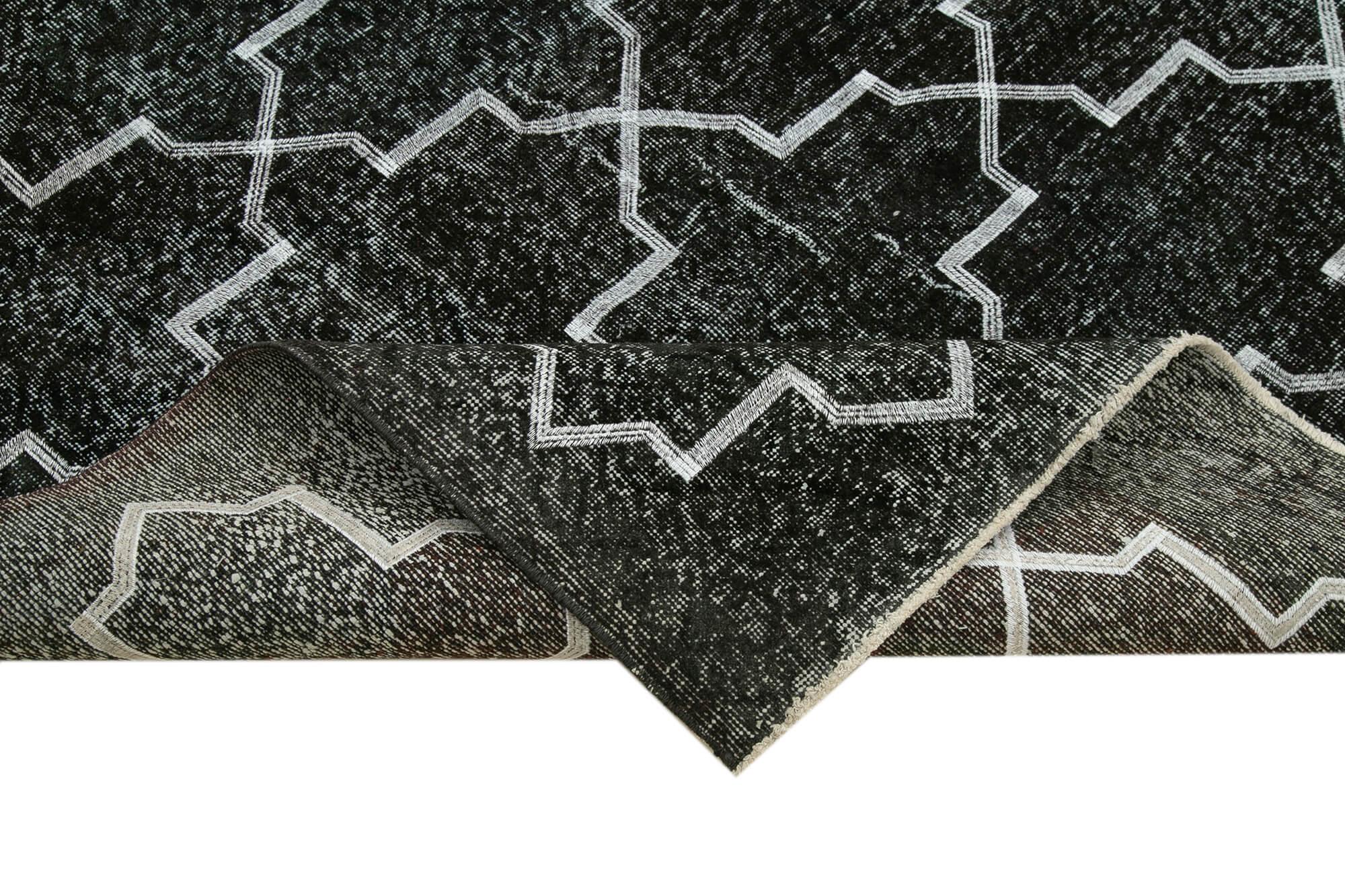 Geometric Carpet Siyah Geometrik Pamuk Yün El Dokuma Halısı 152x376 Agacan