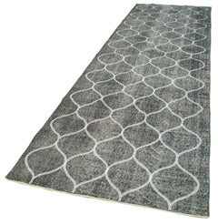 Geometric Carpet Gri Geometrik Pamuk Yün El Dokuma Halısı 119x402 Agacan