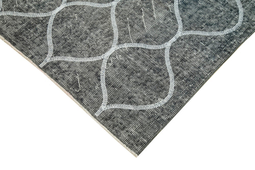 Geometric Carpet Gri Geometrik Pamuk Yün El Dokuma Halısı 119x402 Agacan