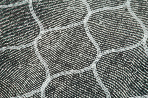 Geometric Carpet Gri Geometrik Pamuk Yün El Dokuma Halısı 119x402 Agacan