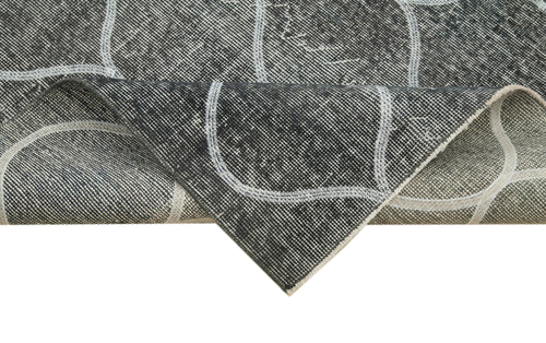 Geometric Carpet Gri Geometrik Pamuk Yün El Dokuma Halısı 119x402 Agacan