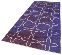 Geometric Carpet Mor Geometrik Pamuk Yün El Dokuma Halısı 137x316 Agacan