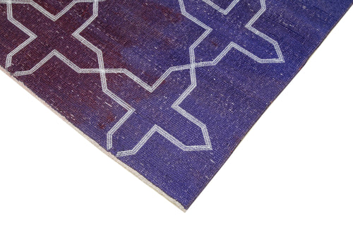 Geometric Carpet Mor Geometrik Pamuk Yün El Dokuma Halısı 137x316 Agacan