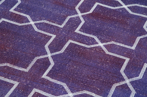 Geometric Carpet Mor Geometrik Pamuk Yün El Dokuma Halısı 137x316 Agacan