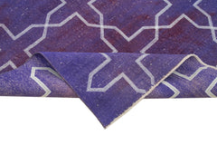 Geometric Carpet Mor Geometrik Pamuk Yün El Dokuma Halısı 137x316 Agacan